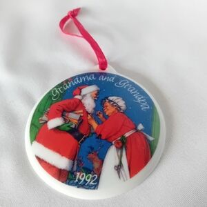 Vintage Santa and Grandma Holiday Ornament Carlton Cards 1992